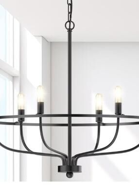 Mid-Century Chandelier with 6 Lights-Black